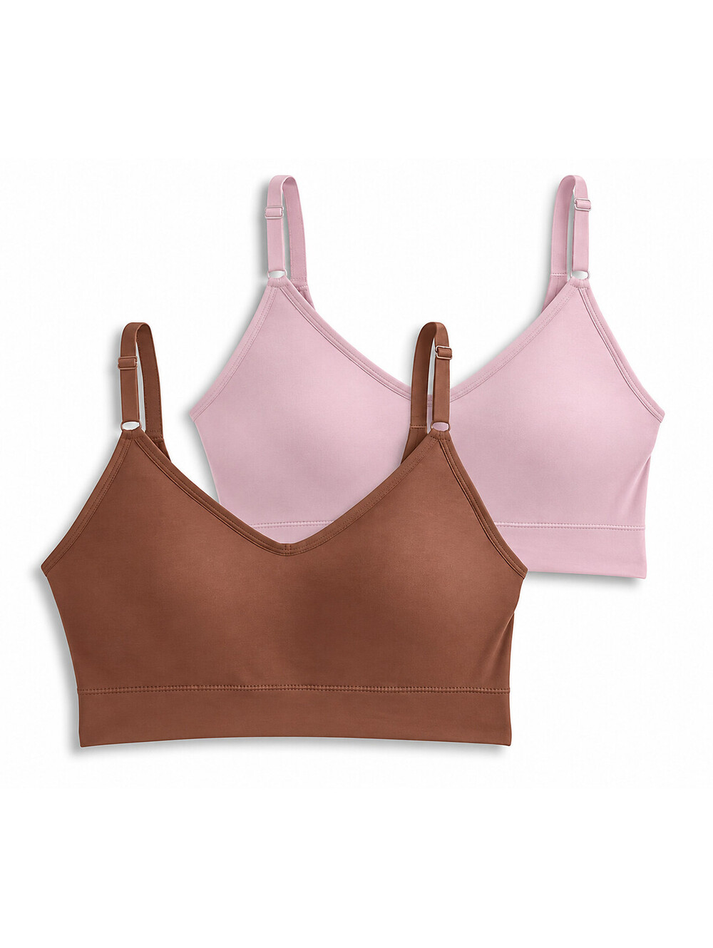 Jockey Set of 2 Seamfree Back Smoothing Cami Strap Bras Almand/PnkShadw Large